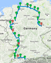 Eine Google-Maps-Karte mit einer markierten Route